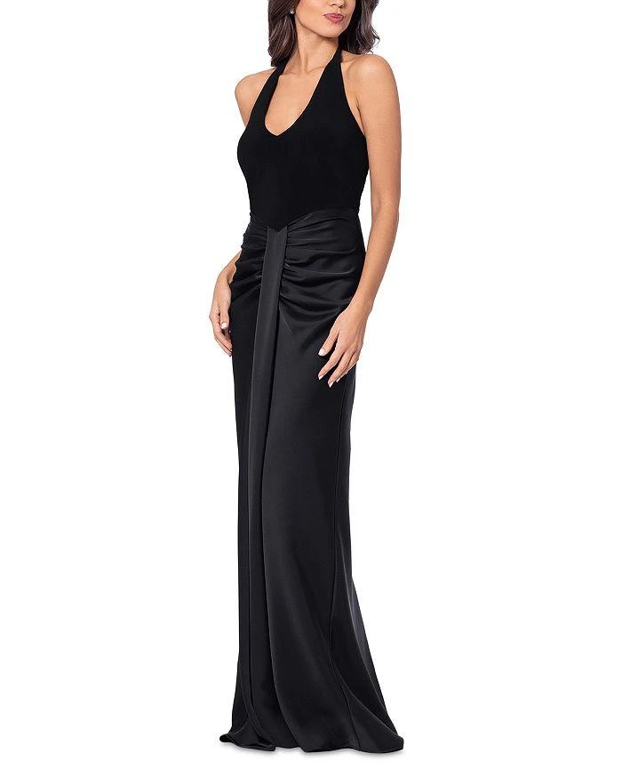 AQUA Halter Mixed Media Gown - Exclusive 4