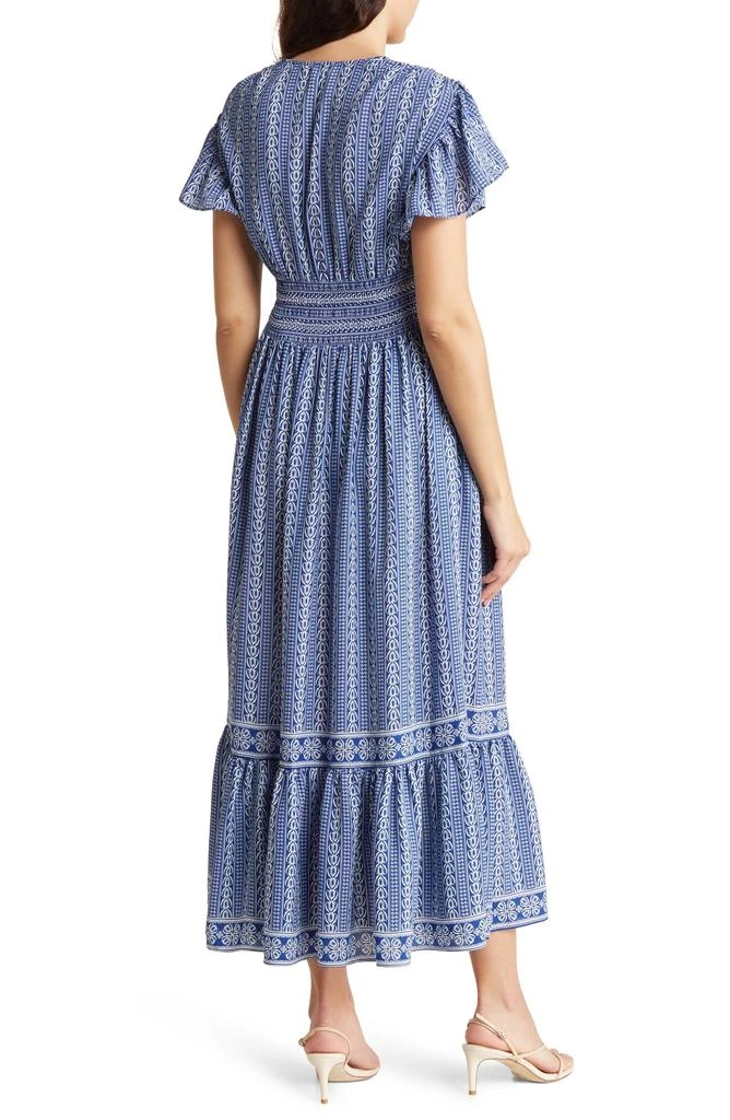 Floral Flutter Tiered Maxi Dress Air Force Blue S