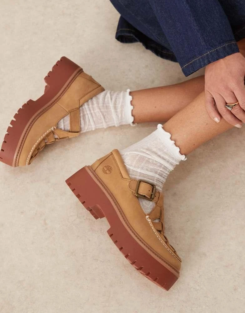 Timberland Timberland Stone Street Mary Jane platform shoes in beige nubuck 3