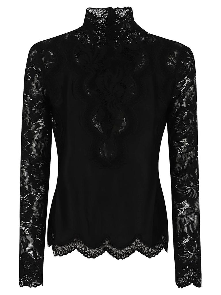 Paco Rabanne Paco Rabanne Long Sleeve Lace Jersey Top