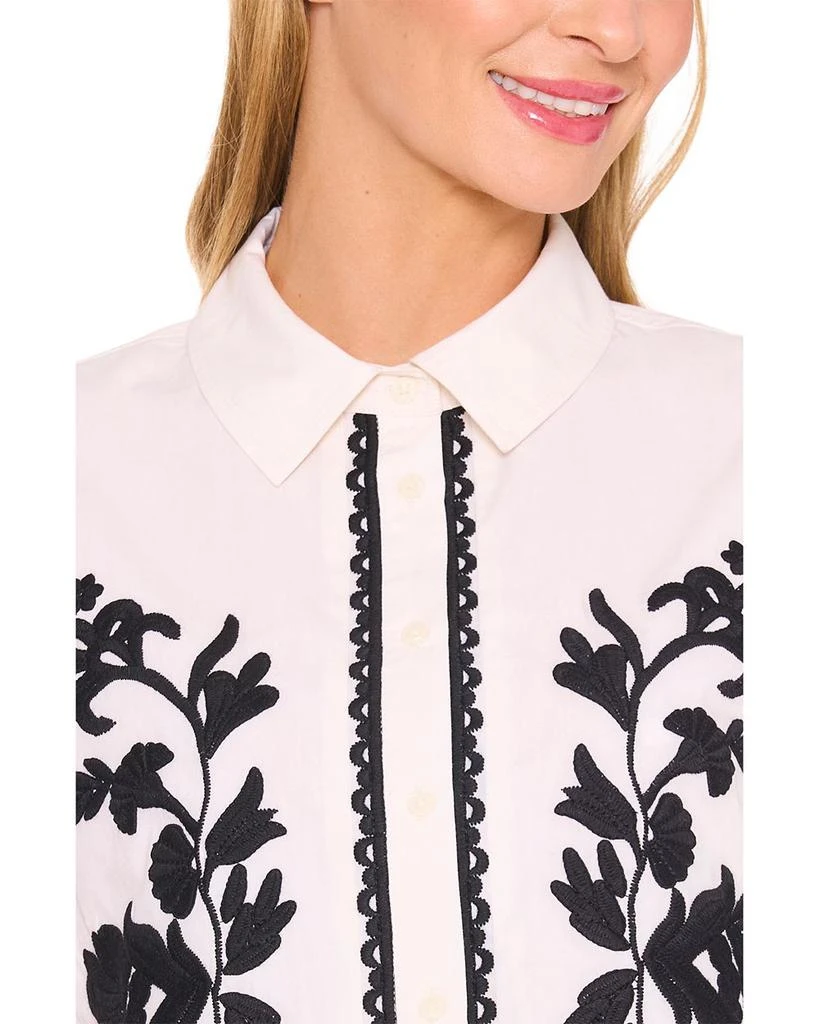CeCe Short Sleeve Embroidered Shirt 3