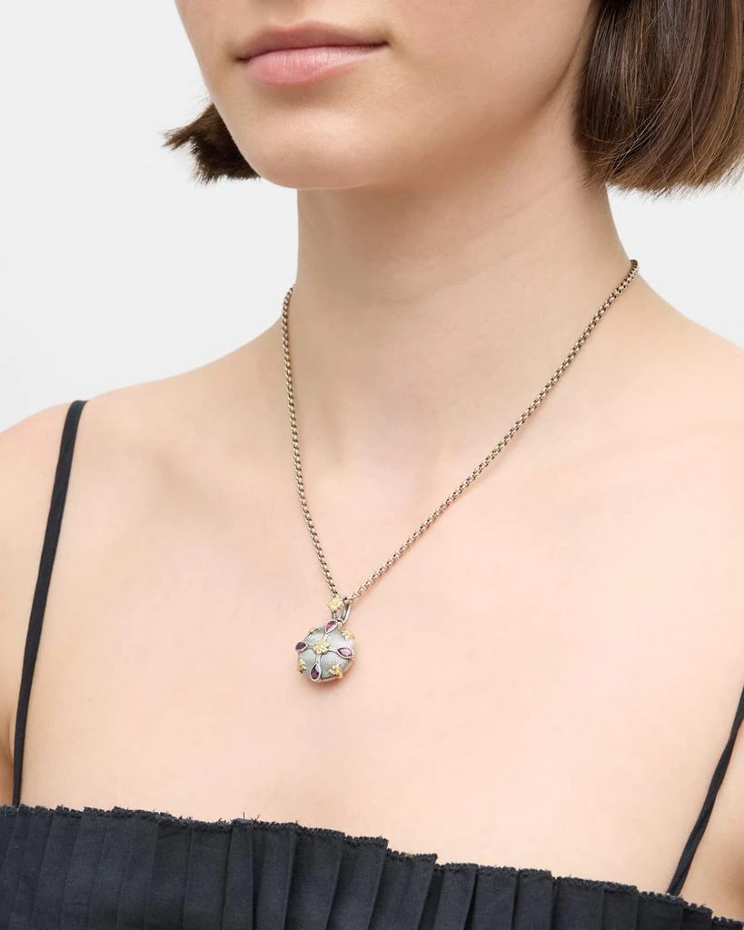 Konstantino Sterling Silver Rhodolite and White Sapphire Pendant with 18K Yellow Gold 2