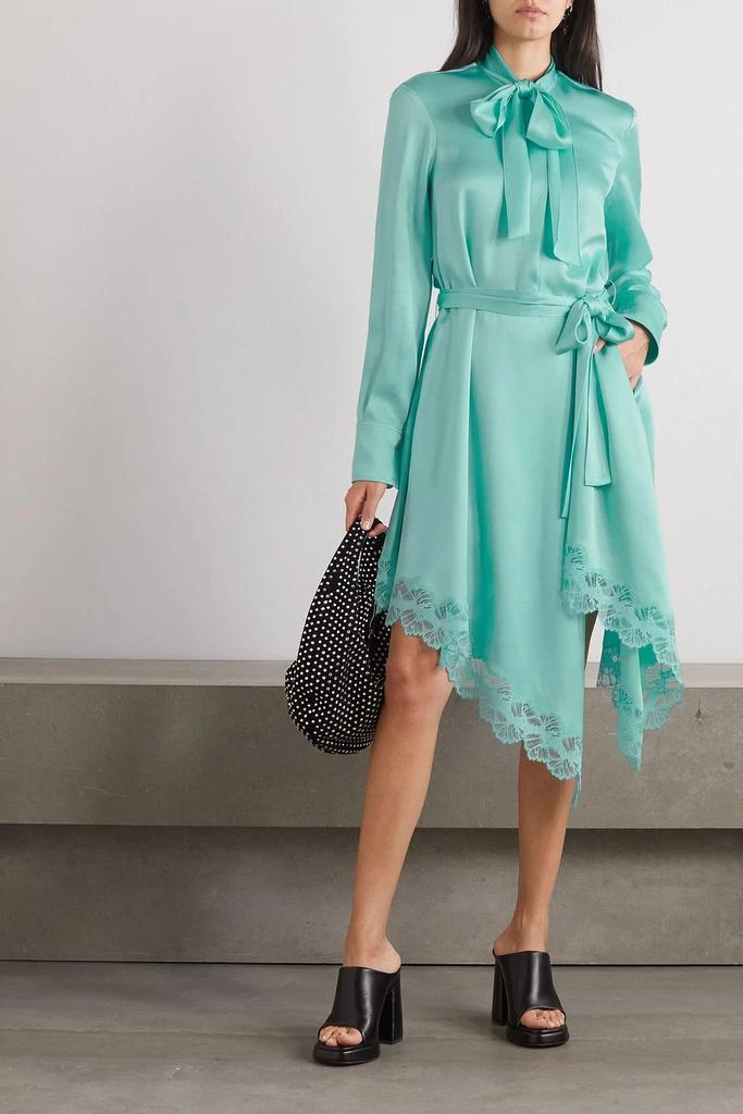Stella McCartney Belted lace-trimmed satin midi dress 2