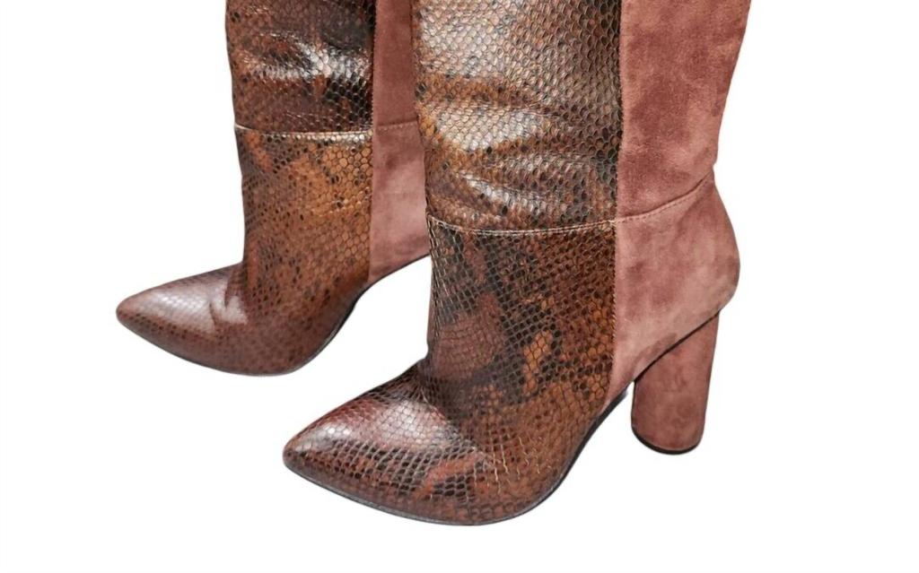 42 GOLD Kolby Boots In Snake Leather Suede