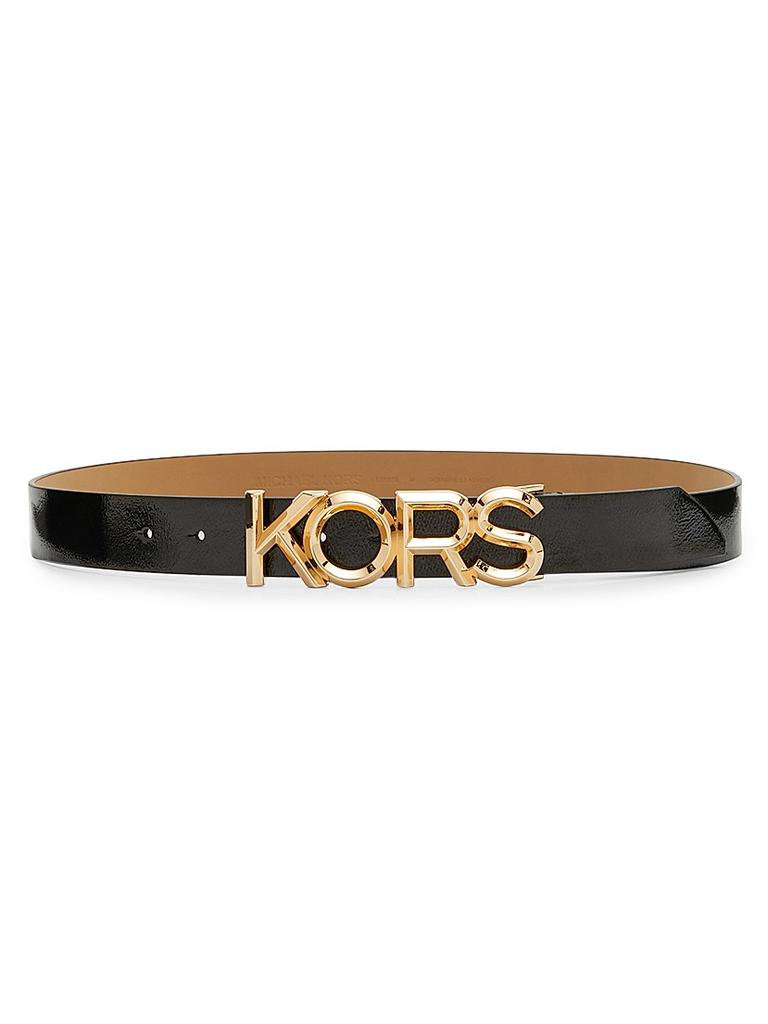 Michael Kors KORS Logo Buckle Patent Leather Belt