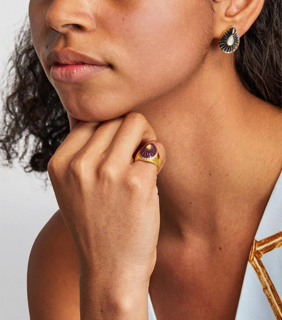L'ATELIER NAWBAR Yellow Gold, Diamond and Amethyst Bond Street Pinky Ring 4
