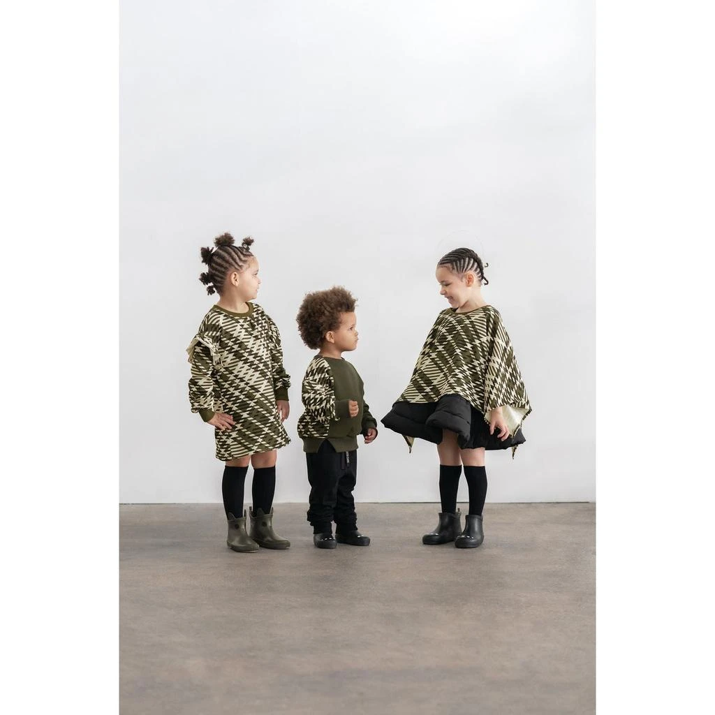 Omamimini Girls Plaid Ruffle Terry Dress 4
