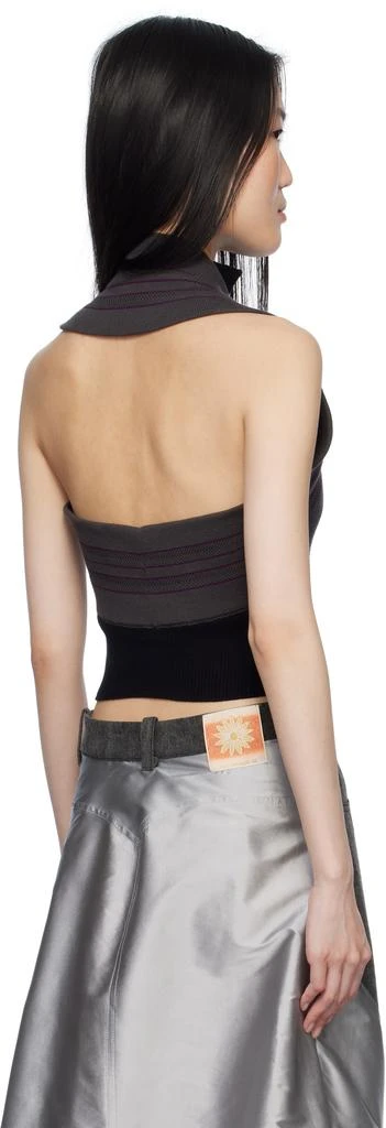 PAULA CANOVAS DEL VAS Grey & Black Knit Halter Polo 3