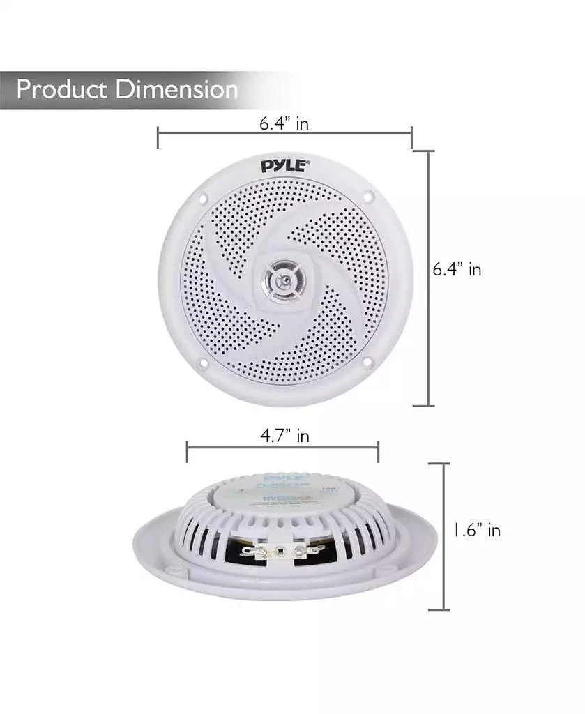 Pyle 5.25" Waterproof Rated Marine Speakers - Low-Profile Slim Style Speaker Pair, 180W 4