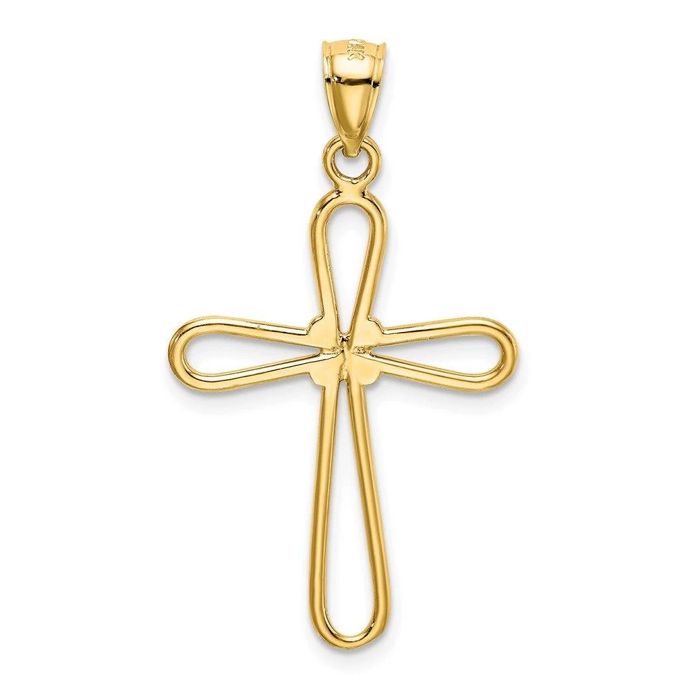 Diamond2Deal 14k Yellow Gold Polished Rounded Cross -X- Center Pendant 3
