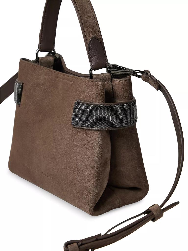 【送料&関税込】Brunello Cucinelli Essence Precious Bands Sm Brunello Cucinelli Essence top-handle bag in suede with