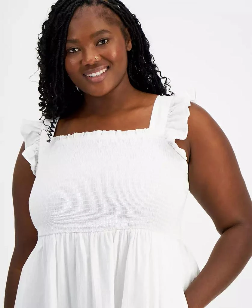 On 34th Plus Size Woven Solid Smocked Ruffled Midi Dress, Created for Macy's 3