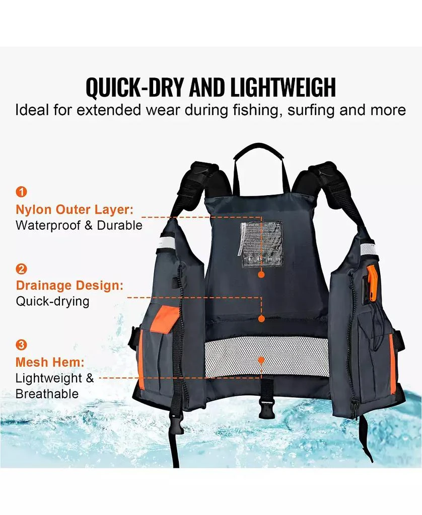Mecale Life Vest for Watersports (PFD), Waterproof Nylon, 80N Buoyancy, Life Jacket for Fishing Kayaking Surfing, Men and Women 6