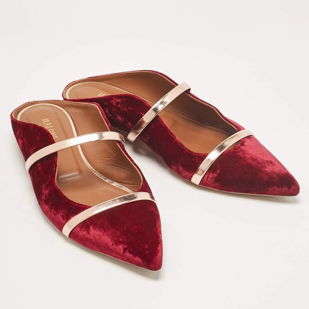 Malone Souliers Malone Souliers Burgundy/Rose Gold Velvet Maureen Flat Mules Size 40 4