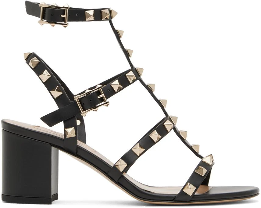 Valentino Black Rockstud Heeled Sandals 1