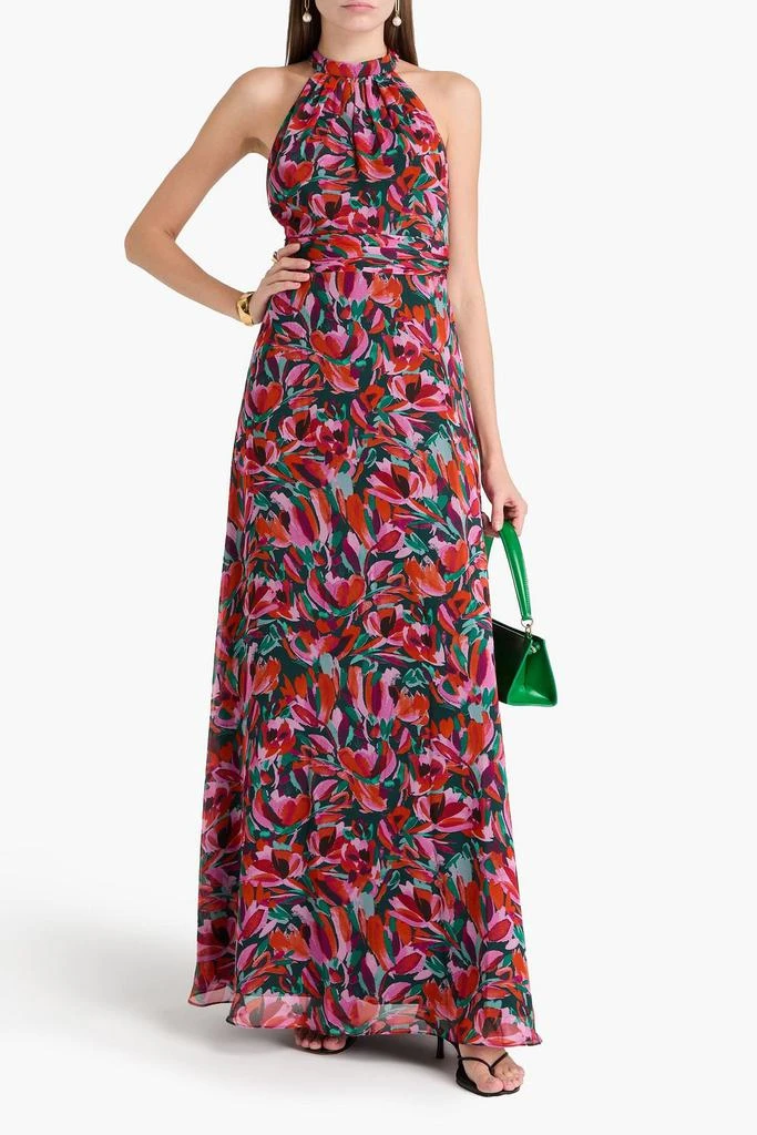 MIKAEL AGHAL Gathered floral-print chiffon maxi dress 2