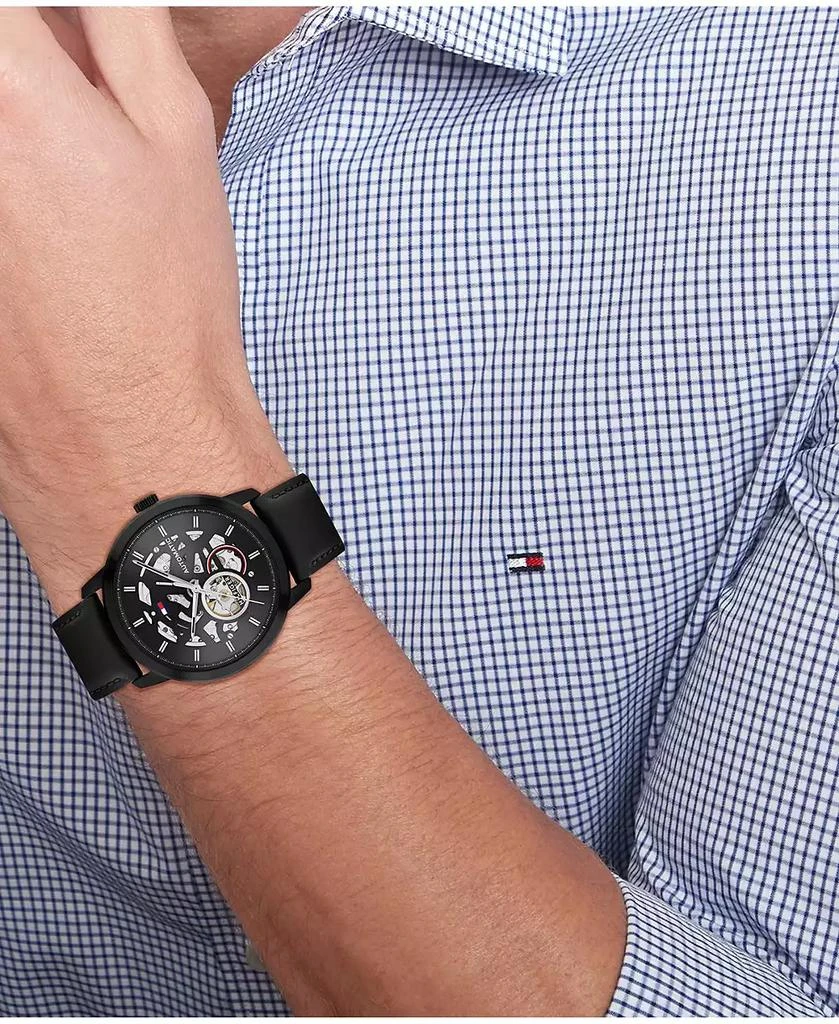 Tommy Hilfiger Men's Automatic Black Leather Strap Watch 43mm 4