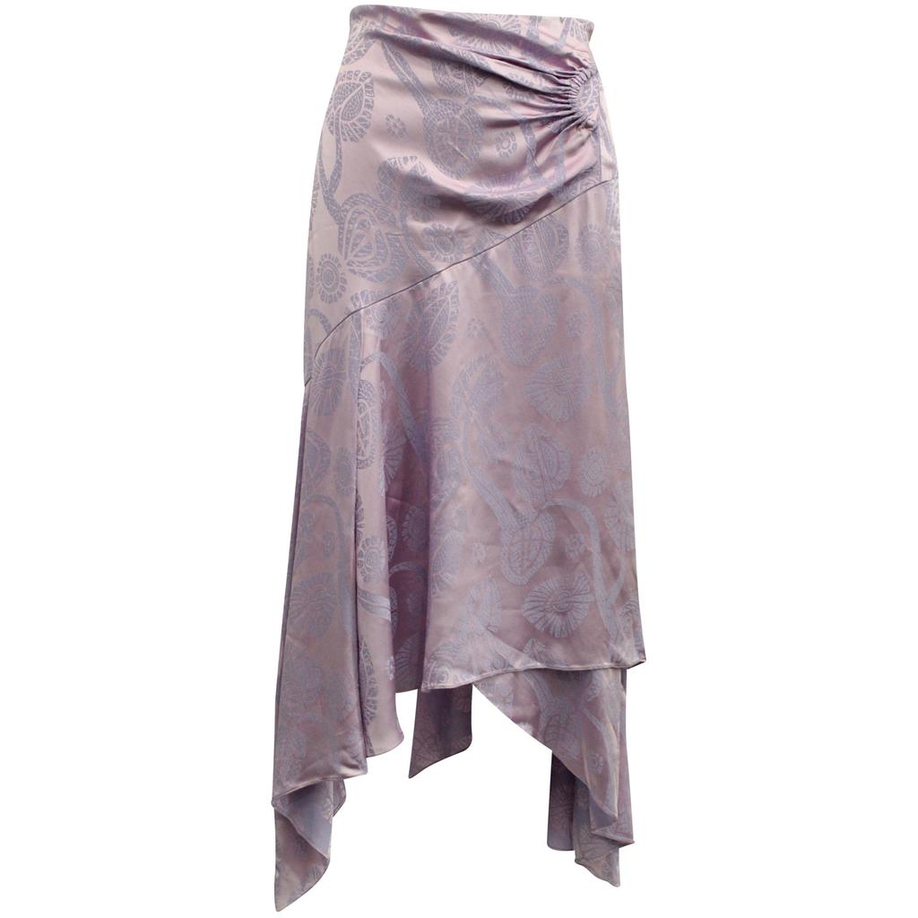 PETER PILOTTO Jacquard Midi Skirt in Purple Satin