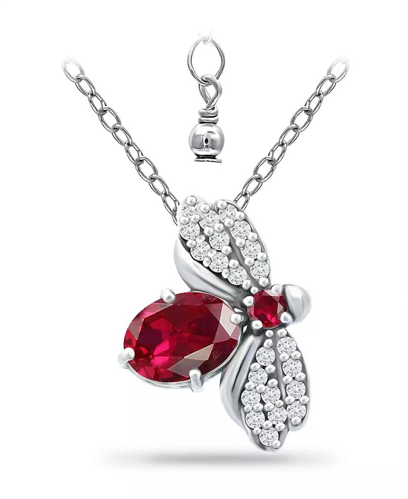 Giani Bernini Lab Grown Ruby and Cubic Zirconia Bee Pendant