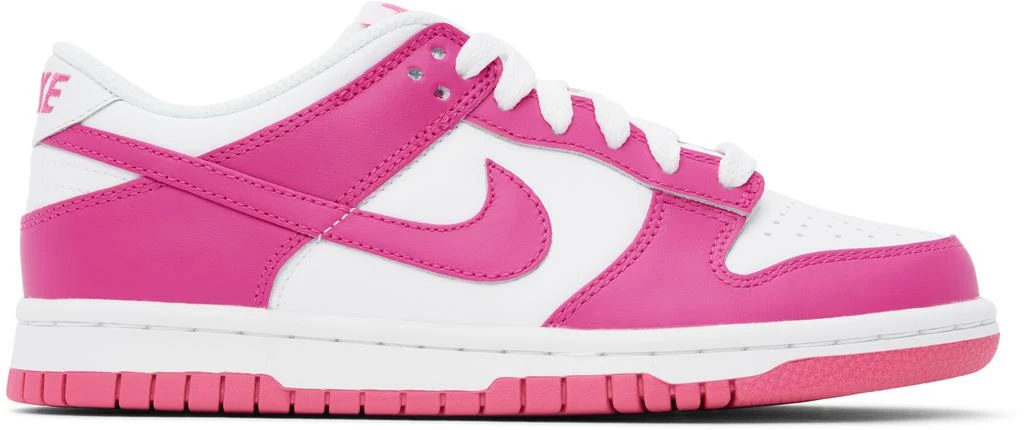 NIKE Big Kids Pink & White Dunk Low Sneakers 1