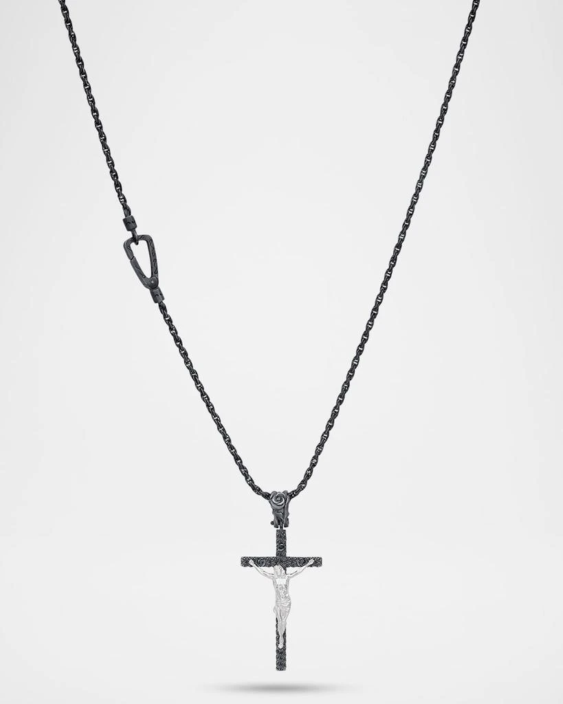 Marco Dal Maso Men
s The Cross Oxidized and Polished Sterling Silver Crucifix Rope Chain Necklace