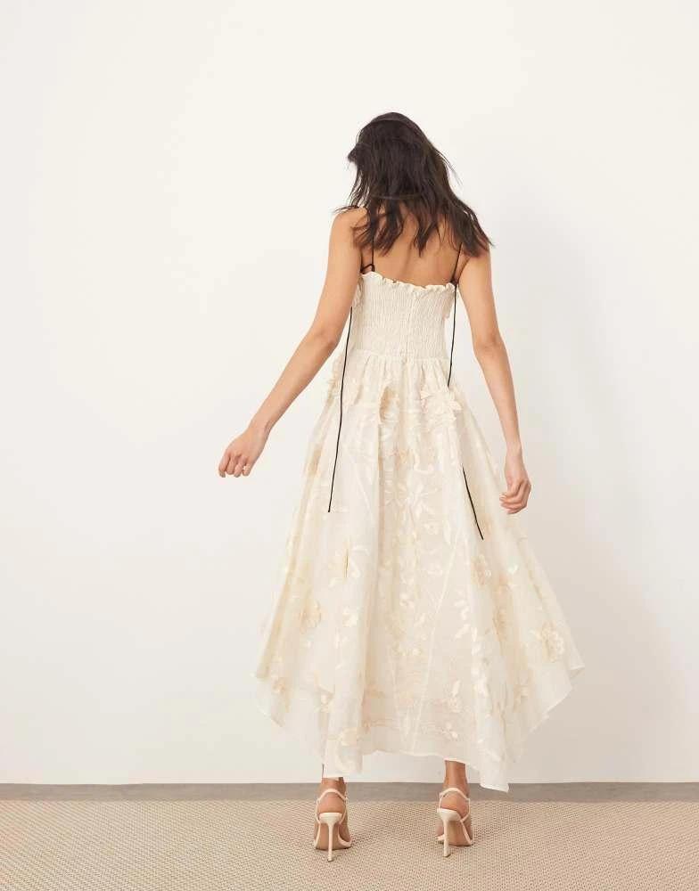cream embroidered maxi dress Women's Embroidered Cream Maxi Dress – FineLook main image 0