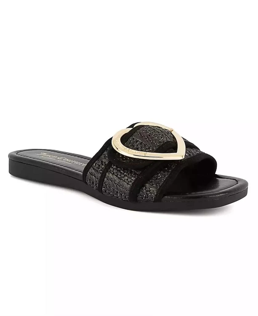 Juicy Couture Women's Zapphire Heart Buckle Slide Flat Sandals 1