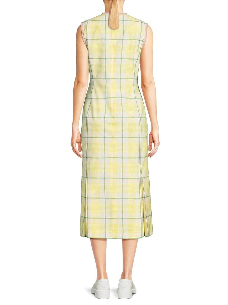 Thom Browne Checked Inverted Pleat Wool Midi Dress 2