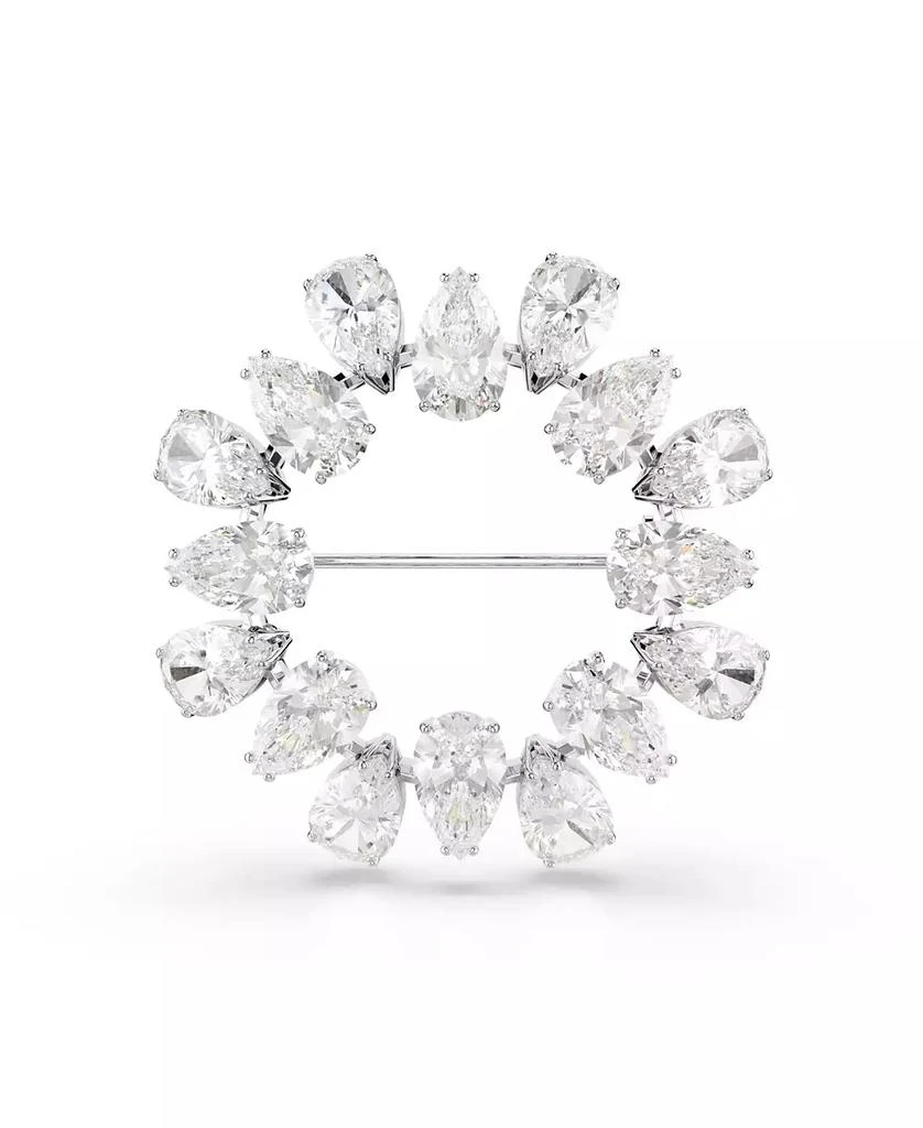 Swarovski Matrix Rhodium Plated Pear Cut White Brooch