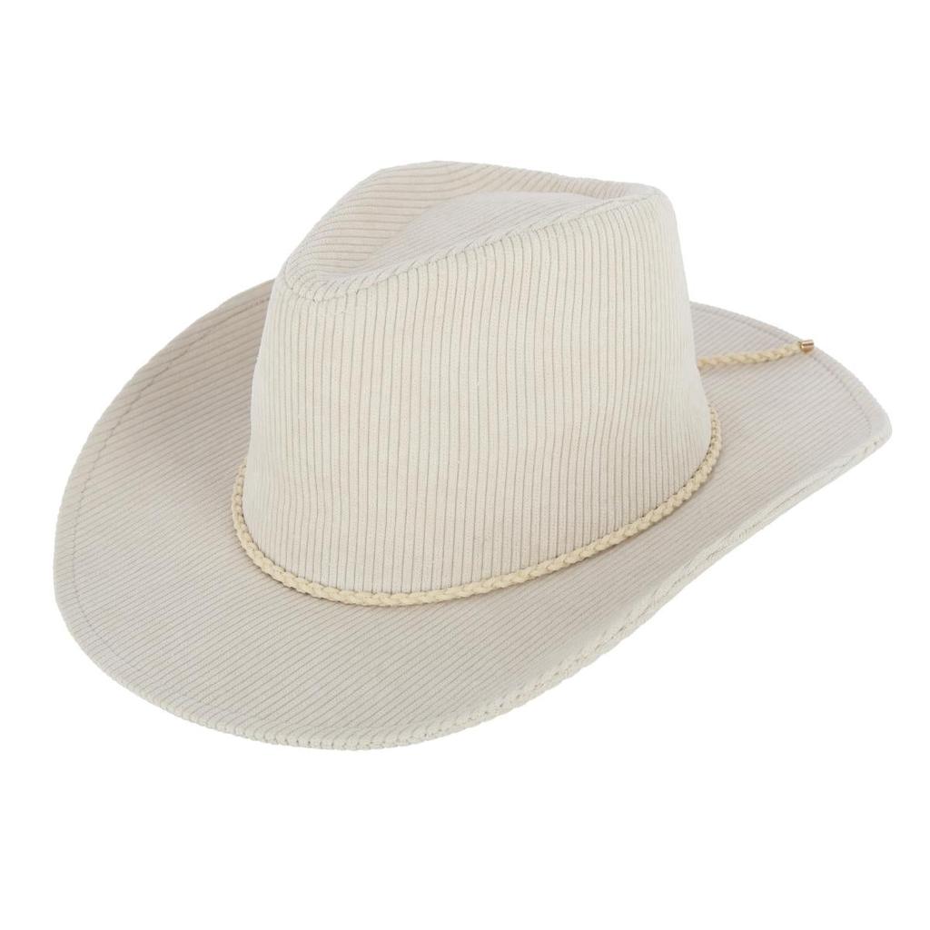 David & Young Women's Courduroy Cowboy Hat with Braided Suede Hat Band