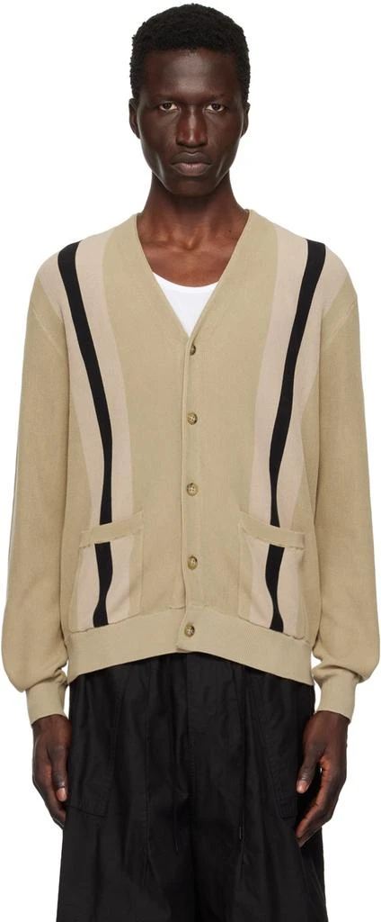 BEAMS PLUS Beige Stripe Cardigan 1