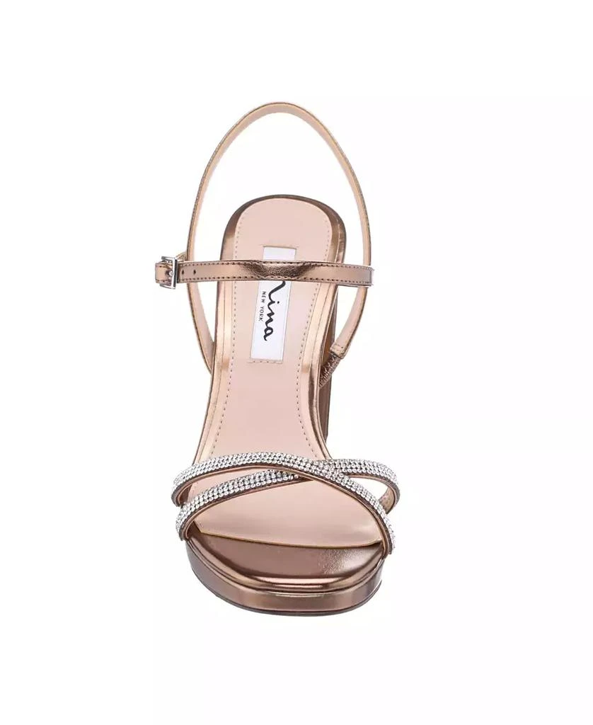 Nina Women's Steven Rhinestones Block Heel Platform Sandals 6