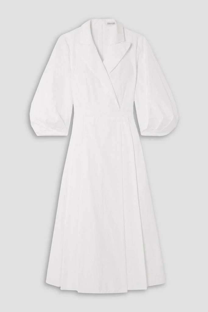 Emilia Wickstead Brittany wrap-effect pleated cotton-poplin midi dress 1