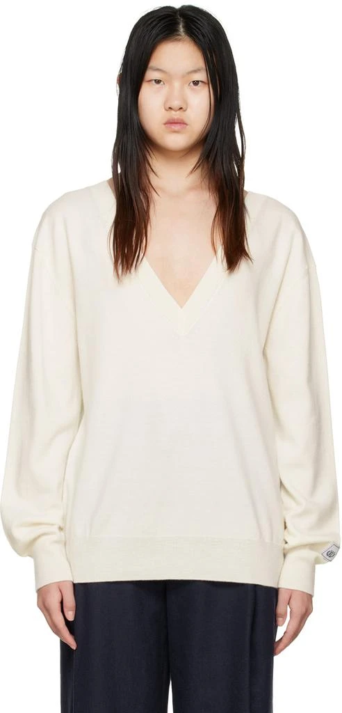 We11done Off-White Deep V-Neck Sweater 1