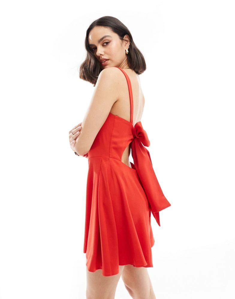 ASOS ASOS DESIGN bow back playsuit in red 1