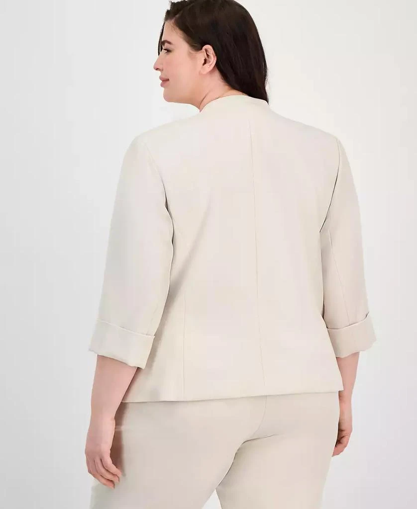 Kasper Plus Size Zip-Pocket Cuffed 3/4-Sleeve Blazer 3