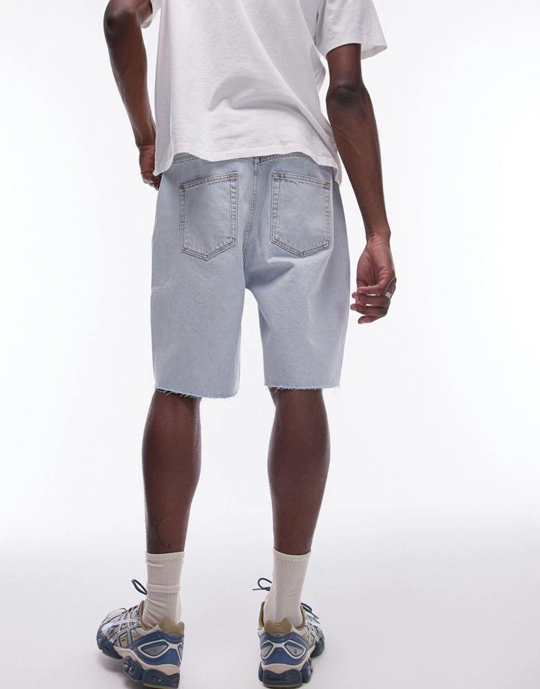 Topman Topman wide leg raw hem denim short in bleach wash 5