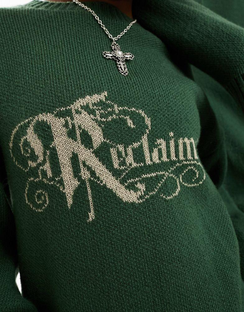 Reclaimed Vintage Reclaimed Vintage unisex oversized jumper with logo in green