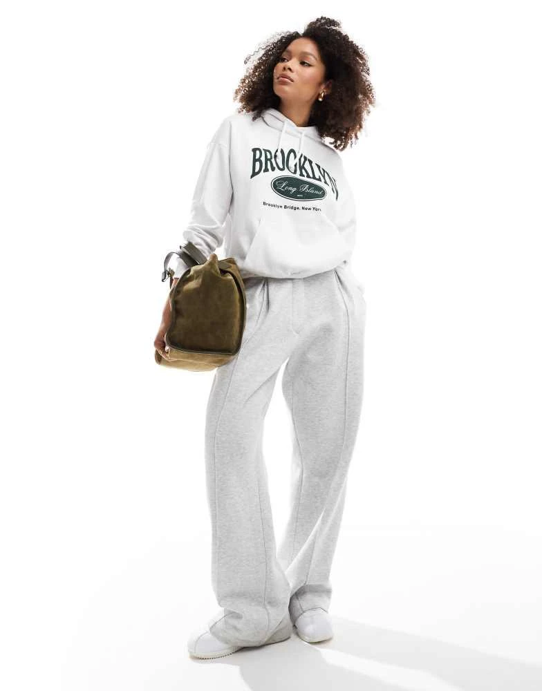 Pull&Bear Pull&Bear New York graphic oversized hoodie in white 3