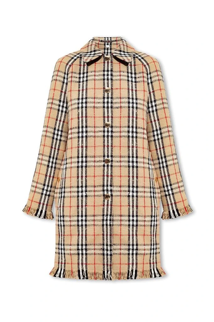 Burberry Burberry Checked Fringed-Edge Buttoned Coat 1