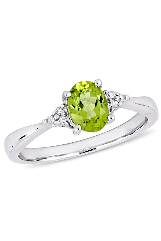 DELMAR Oval Peridot & Diamond Cluster Ring