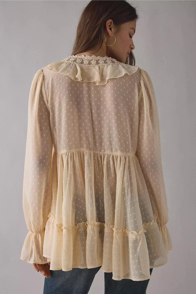 Kimchi Blue Kimchi Blue Mona Sheer Clip Dot Ruffle Babydoll Tunic Blouse 4