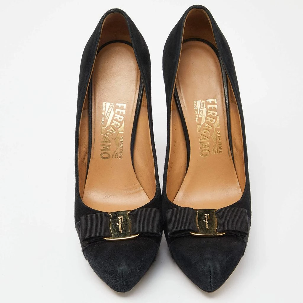 Salvatore Ferragamo Salvatore Ferragamo Black Suede Carla Vara Bow Pumps Size 38 3