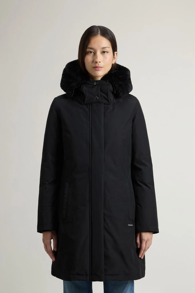 WOOLRICH Bow Bridge Parka in Ramar Cloth with Faux Fur - Women - Black 1