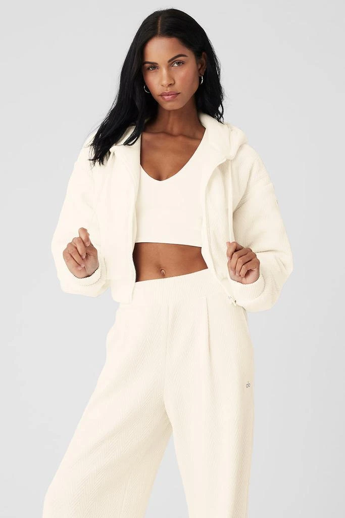 Alo Cropped Cozy Day Full Zip Jacket - Ivory 1