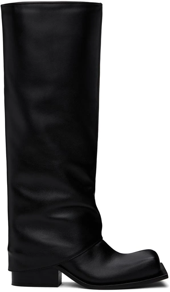 FIDAN NOVRUZOVA Black Havva Chunky Heel Plissè Tall Boots 1