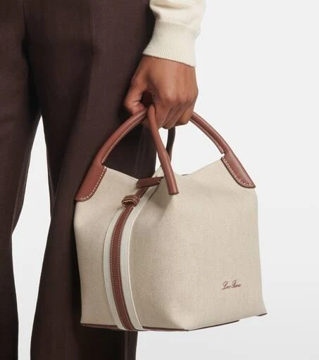 Loro Piana Bale Small leather-trimmed canvas tote bag 7