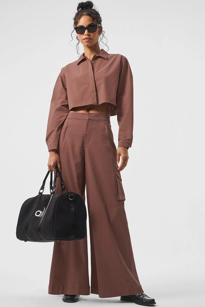 Alo Cropped Take Me Out Button Up - Chestnut 4