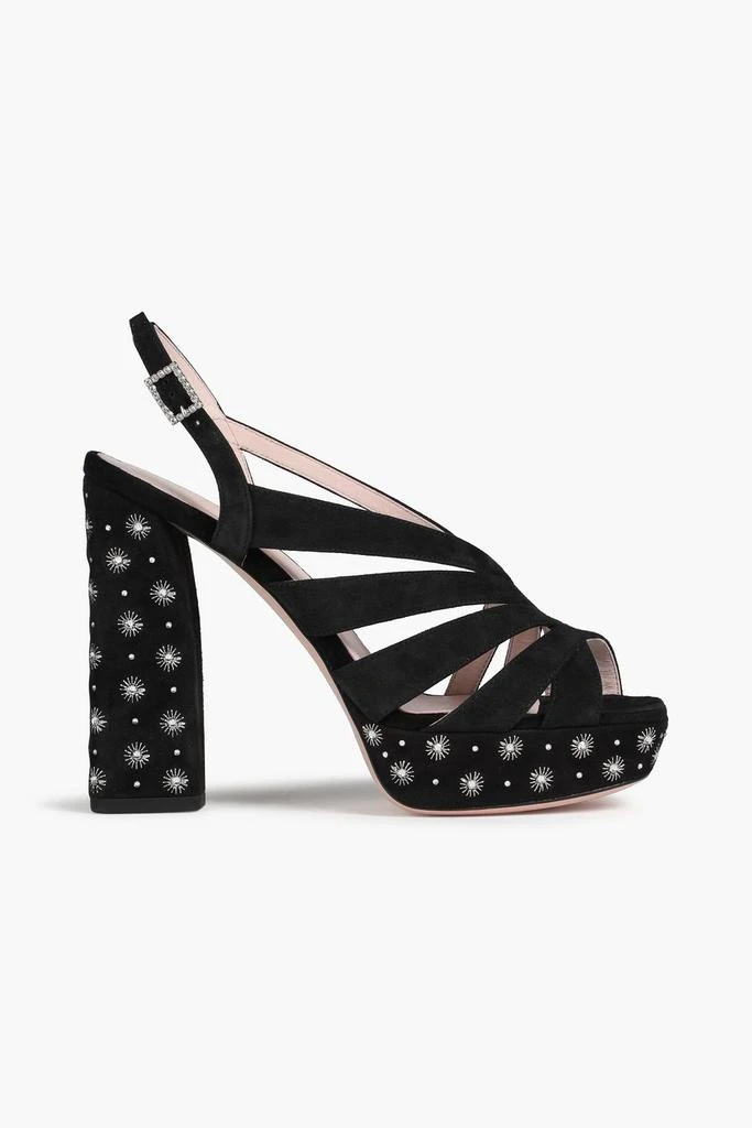Roger Vivier Embellished suede platform slingback sandals 1
