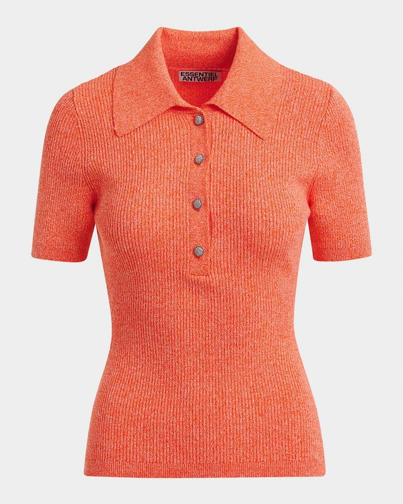 Essentiel Jabric Ribbed Polo with Jewel Buttons